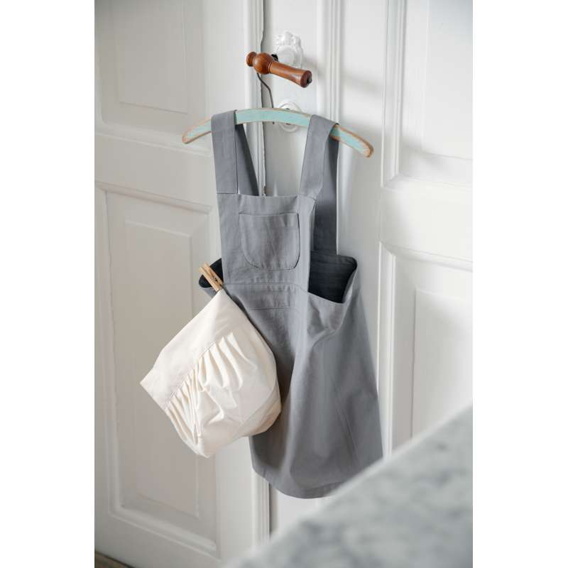 Sebra Children's apron with chef's hat - Elephant Grey/Classic White