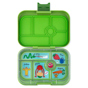 Yumbox Obedová miska - Originál - 6 priehradiek - Matcha zelená/Vtipné monštrá