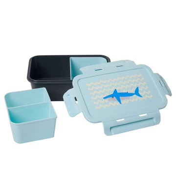 RICE Boîte à lunch avec 3 compartiments amovibles - Shark - Bleu