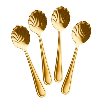 RICE Teelöffel - 4er-Pack - Rostfreier Stahl - Goldfarben