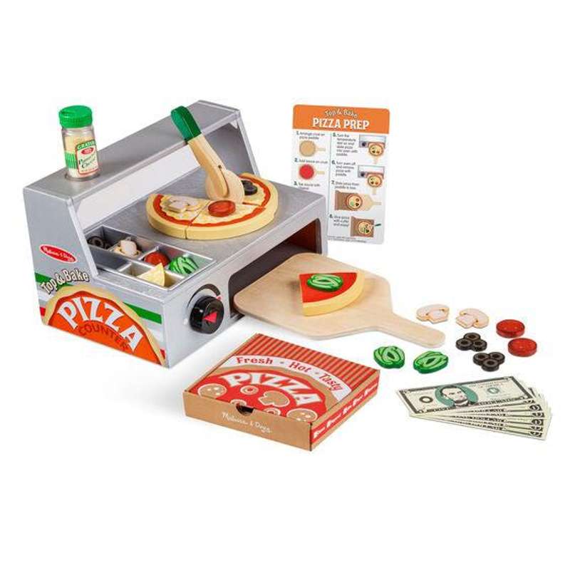 Melissa & Doug Legemad i tre Pizzaria butikk med tilbehør 