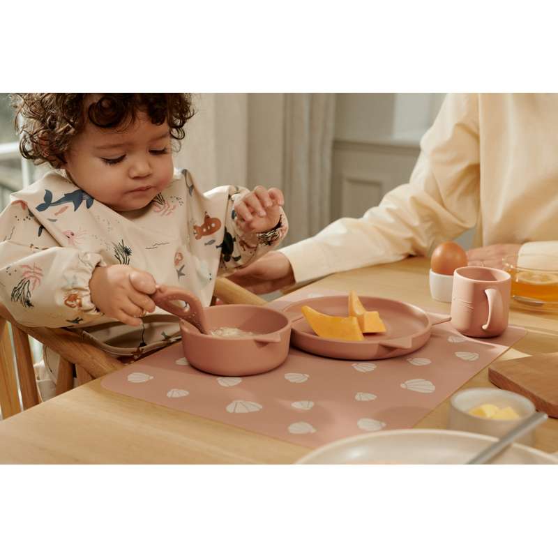 Liewood Vivi Baby Сетове за хранене - 4 части - Силикон - Котка/Тъмен Розов 