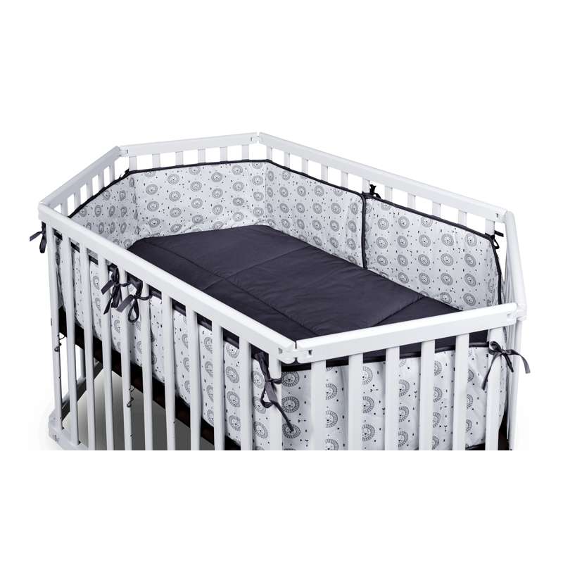 Tissi LIES fabric edge and sheet for collapsible 6-sided playpen - Grå lion 