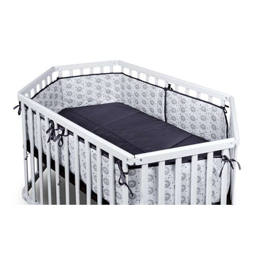 Tissi LIES fabric edge and sheet for collapsible 6-sided playpen - Grå lion 