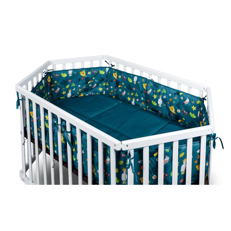 Tissi LIES fabric border and sheet for collapsible 6-sided playpen - Petrol jungle 