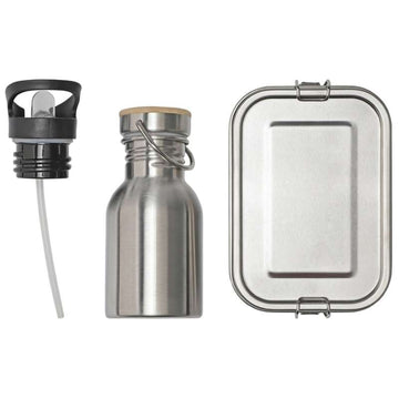 HAPS Nordic Lunchbox set - Lunchbox and Water Bottle - Steel 