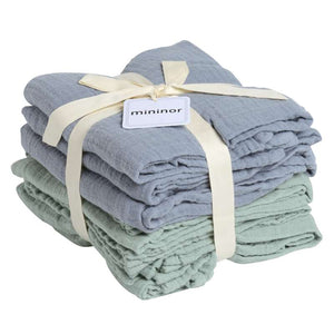 Mininor Organic Cloth Diapers - Pre-washed - 6 pcs. - Gray/Green 