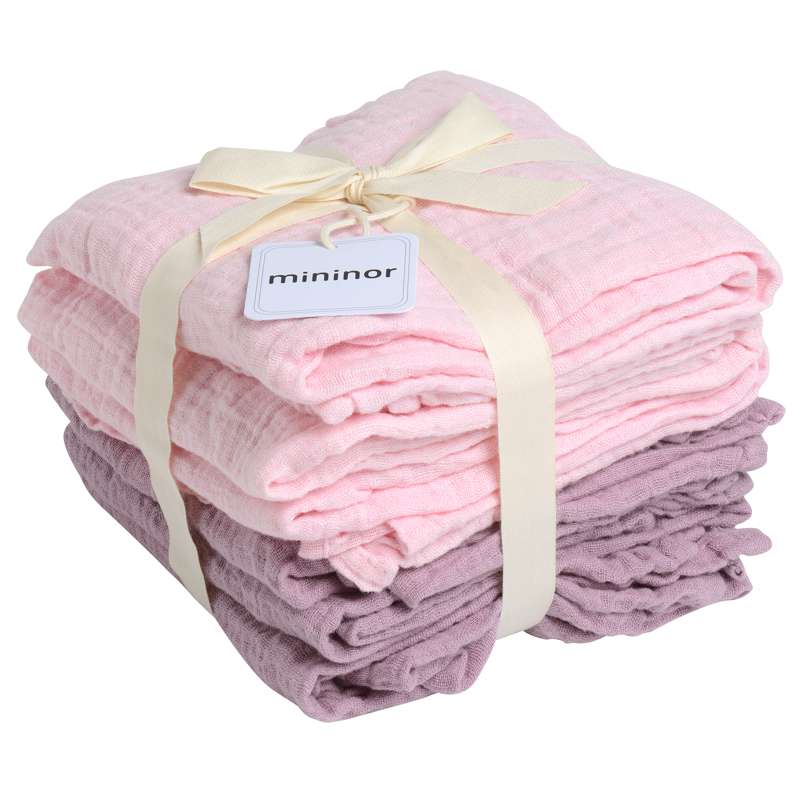 Mininor Organic Cloth Diapers - Pre-washed - 6 pcs. - Rosa/Purple 