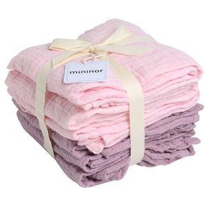 Mininor Öko textil pelenkák - Előmosott - 6 db - Rosa/Lila 