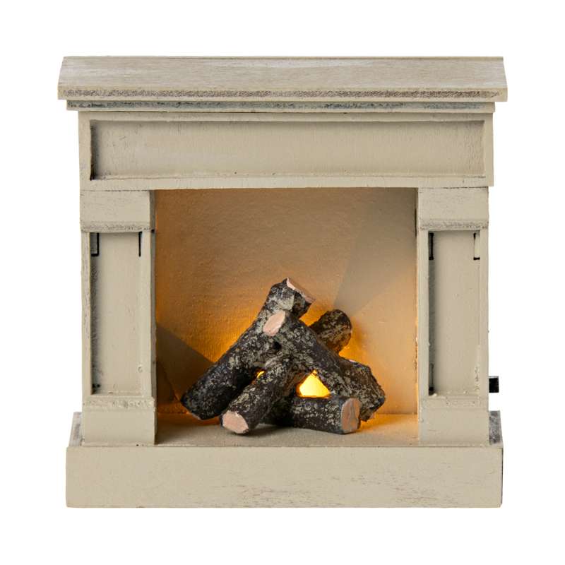 Maileg Fireplace - Mouse - Raw white 