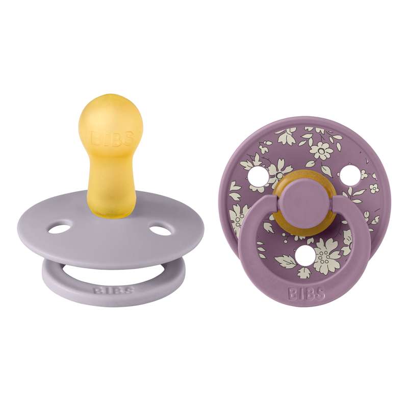 Bibs Round Colour Pacifier - 2-Pack - sz. 2 - natural rubber - Liberty - Capel/Fossil Grey Mix 