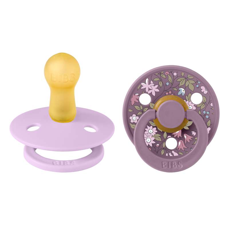Bibs Round Colour Pacifier - 2-Pack - sz. 2 - natural rubber - Liberty - Chamomille Lawn/Violet Sky Mix 