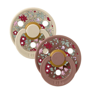 Bibs Rund Colour Schnuller - 2er-Pack - Gr. 2 - Naturkautschuk - Liberty - Kamille Rasen/Woodchuck Mischung 
