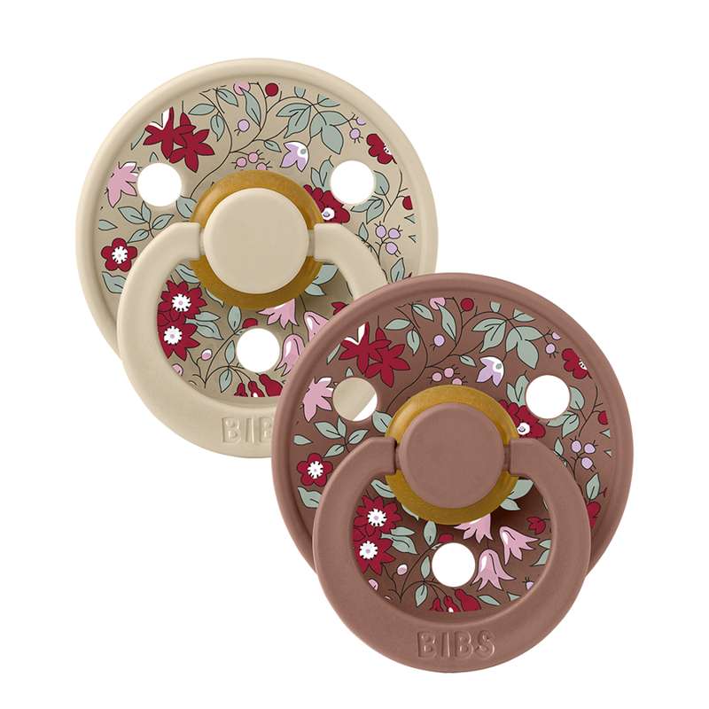 Bibs Rund Colour Schnuller - 2er-Pack - Gr. 2 - Naturkautschuk - Liberty - Kamille Rasen/Woodchuck Mischung 