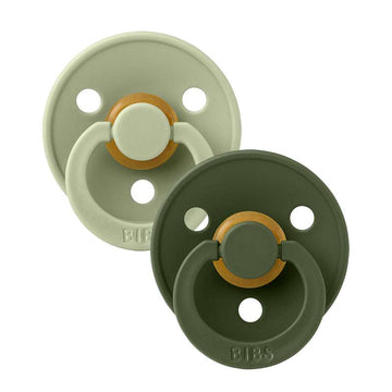 Bibs Ανατομική Colour Πιπίλα - 2-Πακέτο - μεγ. 2 - φυσικό καουτσούκ - Σοφίτα/Πράσινο Κυνηγού 
