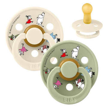 BIBS Kolo Barva cumlík - 2-Balení - vel. 2 - přírodní guma - Moomin - Přátelé - Slonová kost 