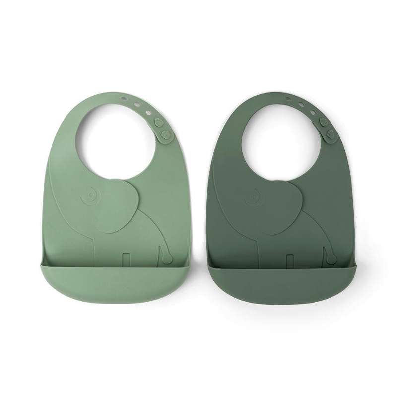 Done By Deer Silicone Bib - Peekaboo Elphee in green 