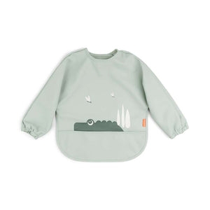Done By Deer Bib with Sleeves and Pocket - Croco (Green) 