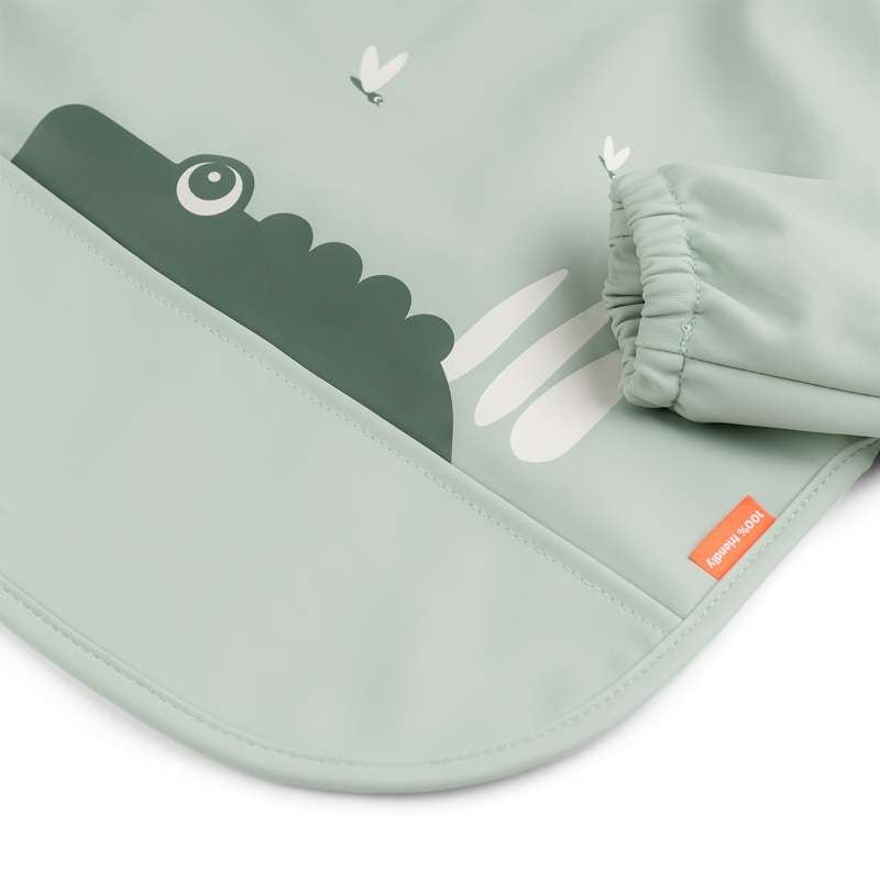 Done By Deer Bib with Sleeves and Pocket - Croco (Green) 