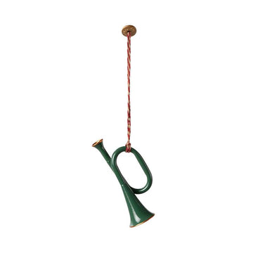 Maileg Adorno navideño de metal - Trompeta - Verde oscuro 