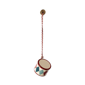 Maileg Christmas Ornament in Metal - Drum - Small - Classic Red 