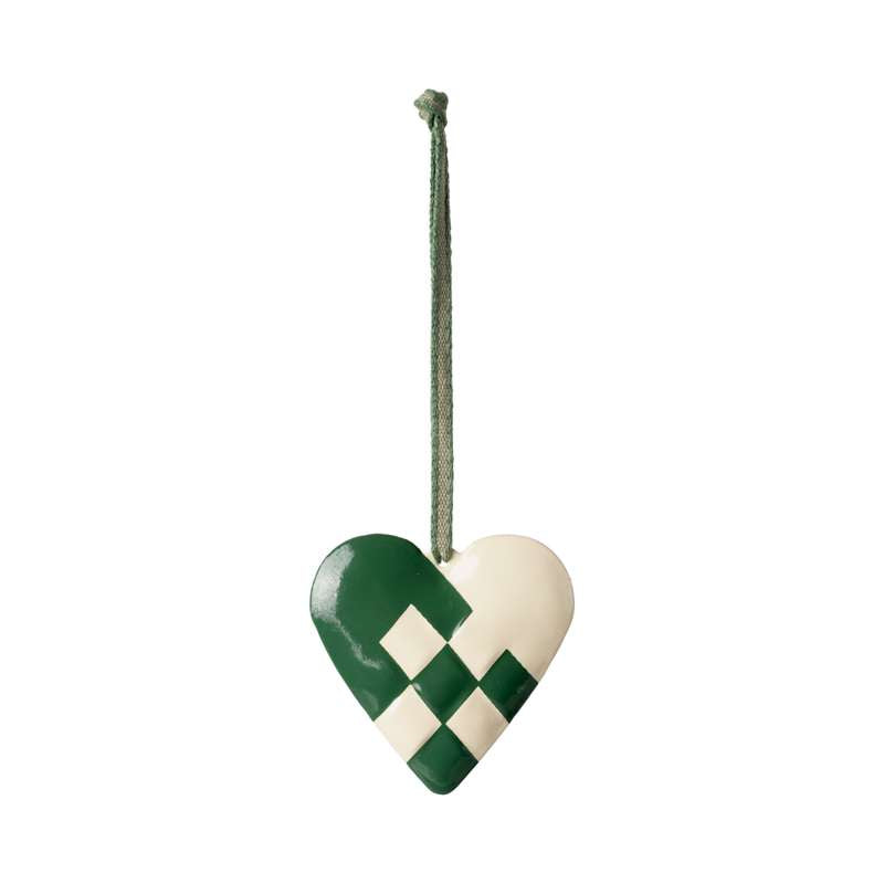 Maileg Ornamento natalizio - Metallo - Cuore - Grande - Scuro Verde 