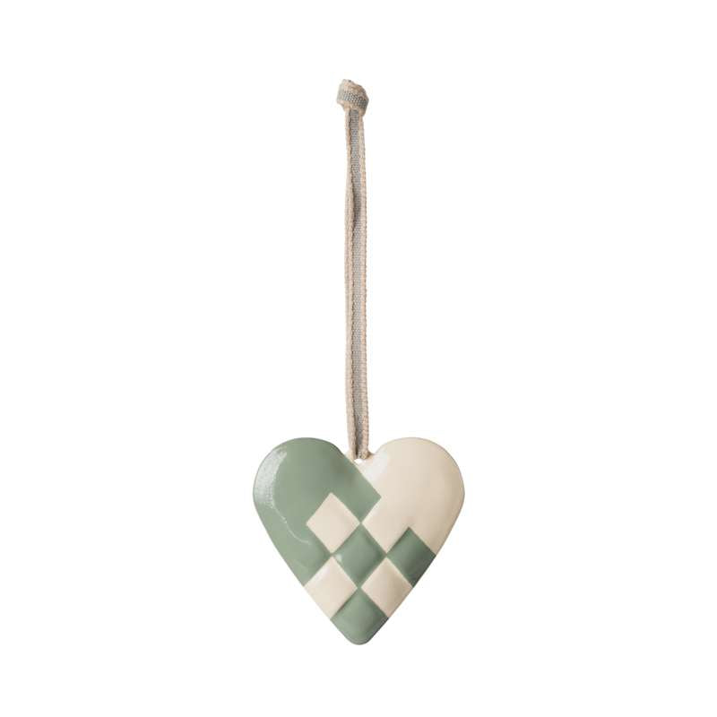 Maileg Christmas ornament in Metal - Heart - Large - Mint 
