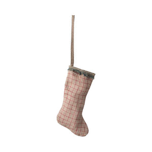 Maileg Christmas ornament - Stocking - Checked - Sand