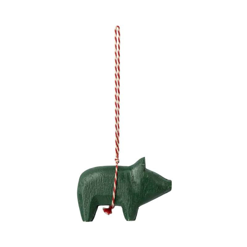 Maileg Christmas ornament - Wood - Pig - Dark Green 