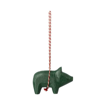 Maileg Christmas ornament - Wood - Pig - Dark Green 