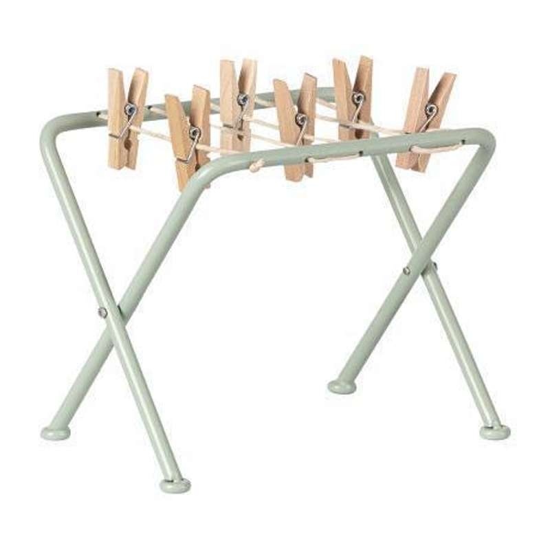 Maileg Metal drying rack with wooden clips (mint) 