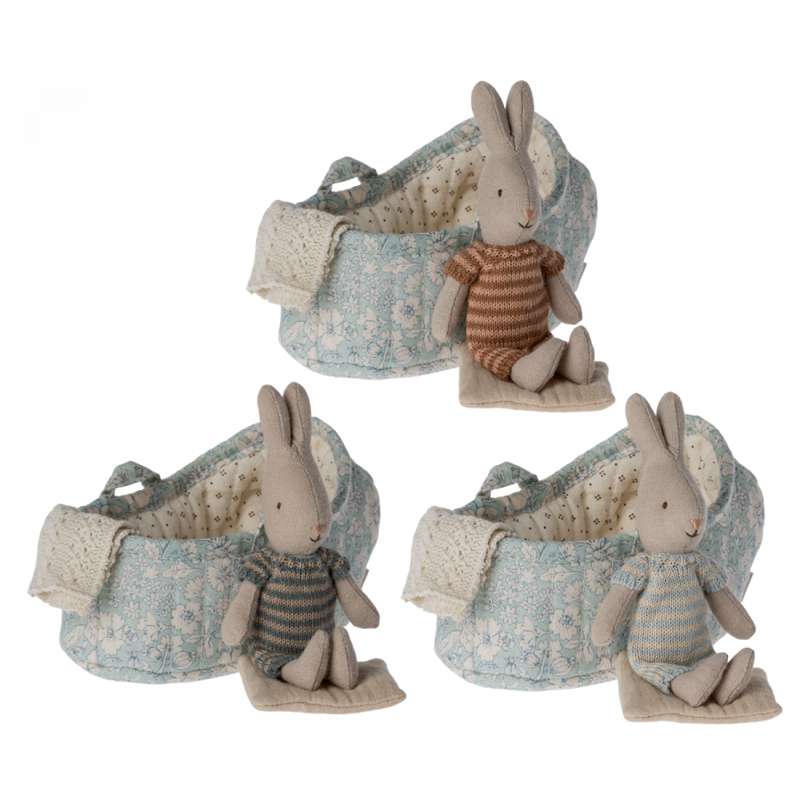 Maileg Lapin dans le Babylift - Micro - Bleu clair 