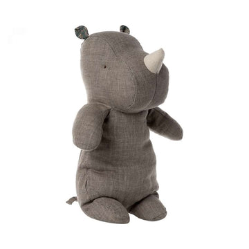 Maileg Safari Friends - Medium Rhinoceros Plush - Dark Gray 