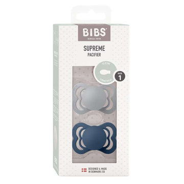 Bibs Supreme Πιπίλα - 2-Πακέτο - μεγ. 1 - Σιλικόνη - Σύννεφο/Ατσάλινο Μπλε 