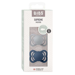Bibs Supreme Πιπίλα - 2-Πακέτο - μεγ. 1 - Σιλικόνη - Σύννεφο/Ατσάλινο Μπλε 