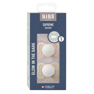 Bibs Supreme Dudlík - 2-balení - vel. 1 - Silikon - GLOW - Blush/Vanilla 