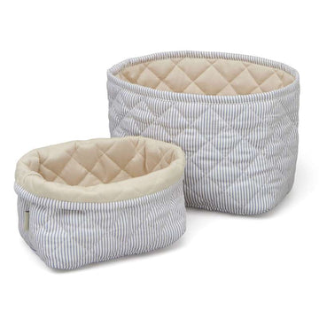 Cam Cam Copenhagen Quilted Storage Baskets - 2 pcs. - Classic Stripes Blue/Praline 