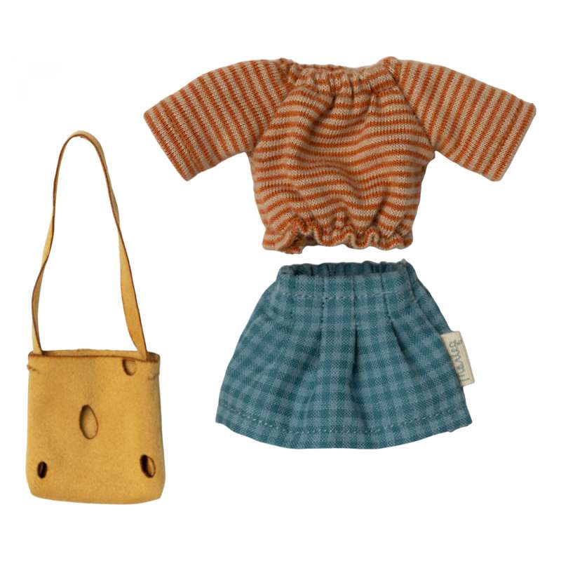Maileg Clothes for Mother Mouse - Striped Blouse and Bag 