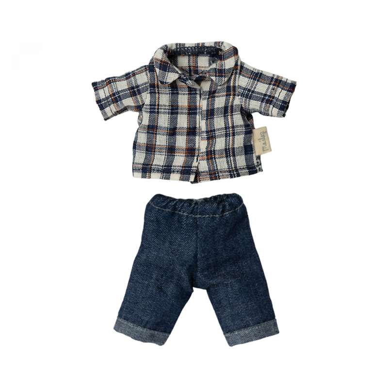 Maileg Roupa para o Pai Mus - Camisa de lenhador e Jeans 