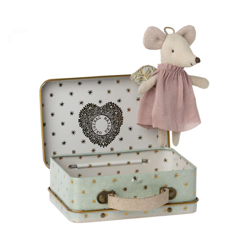 Maileg Guardian Angel Mouse in Suitcase 