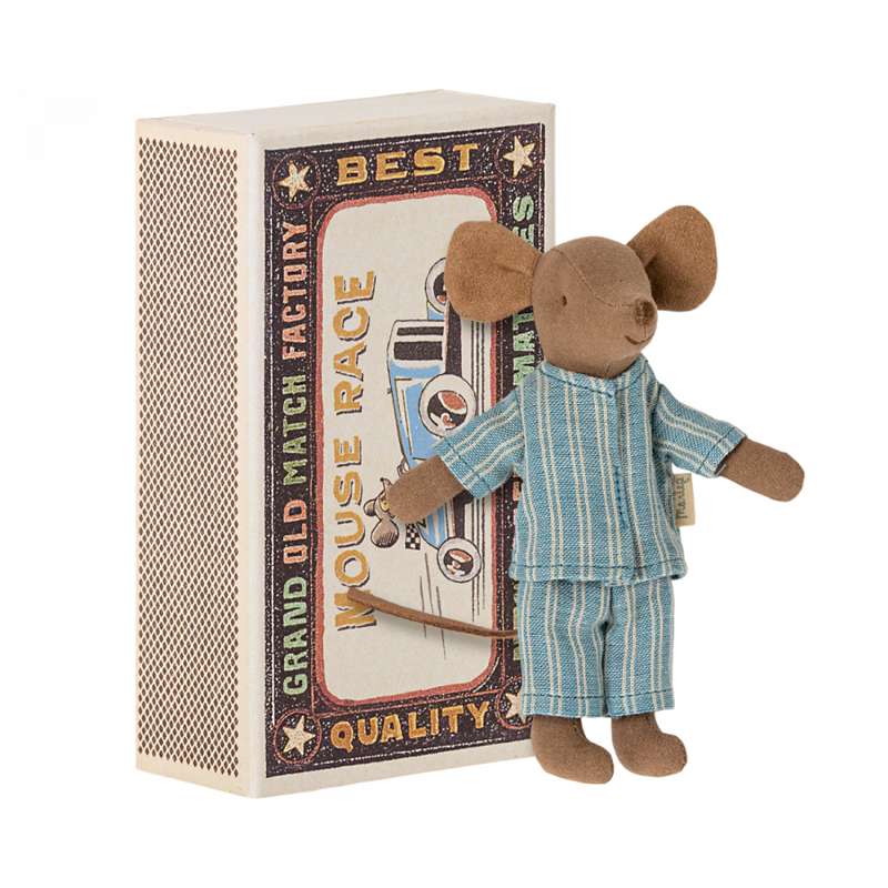 Maileg Großer Bruder Maus in Æske - Blaue Pyjamas (13 cm.) 