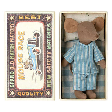 Maileg Großer Bruder Maus in Æske - Blaue Pyjamas (13 cm.) 