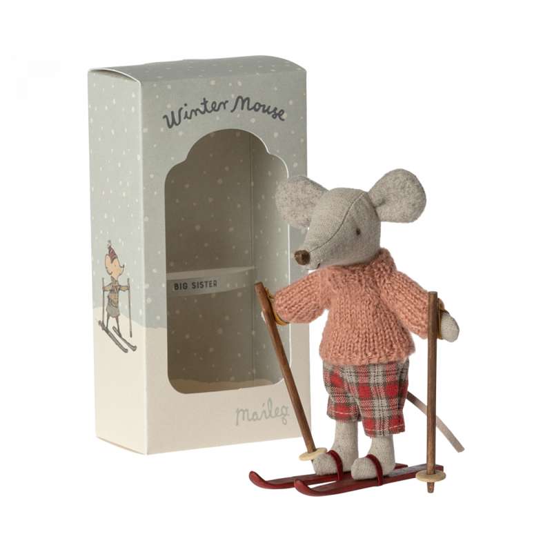 Maileg Winter mouse w. Skis - Big sister