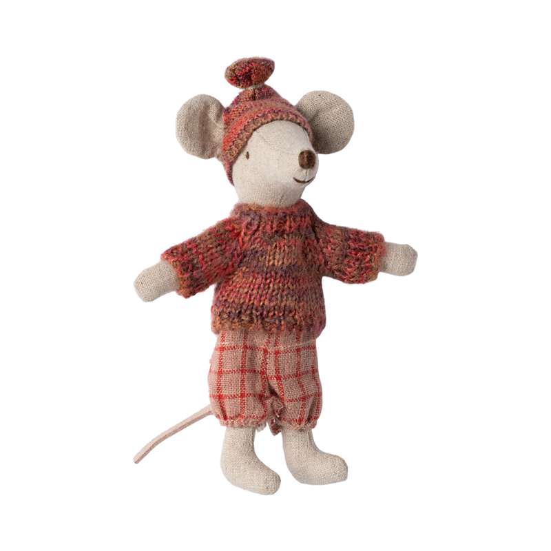 Maileg Winter Mice with Skis - Older Sister - Rosa 