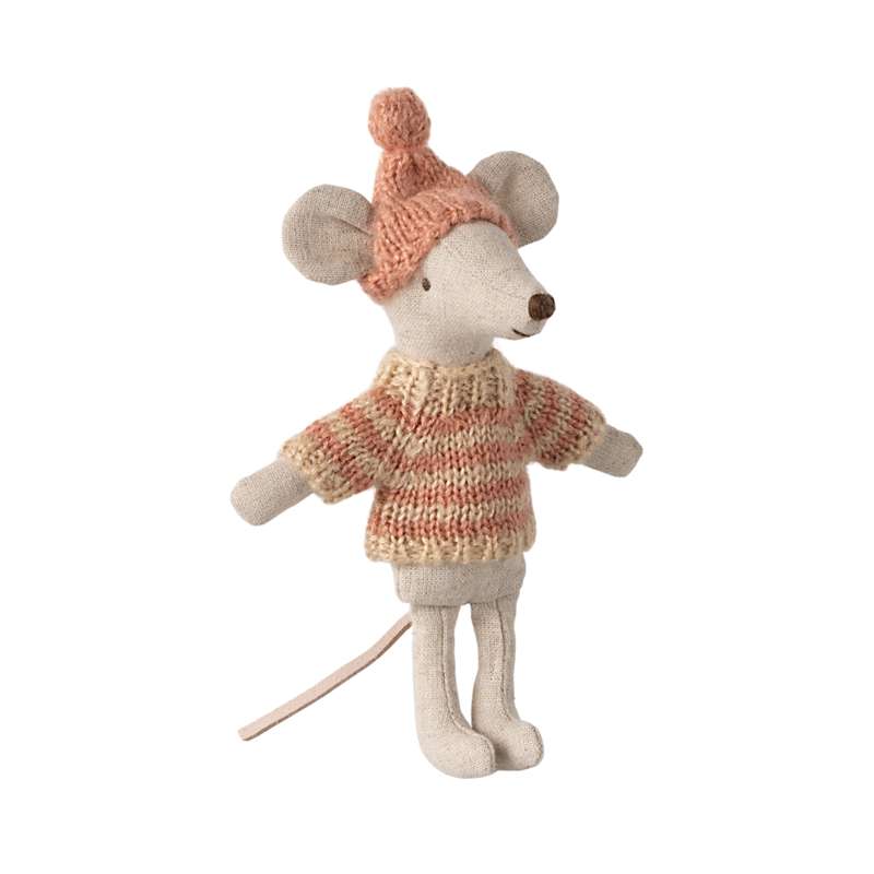 Maileg Pull en tricot et bonnet - Souris - Grande sœur 