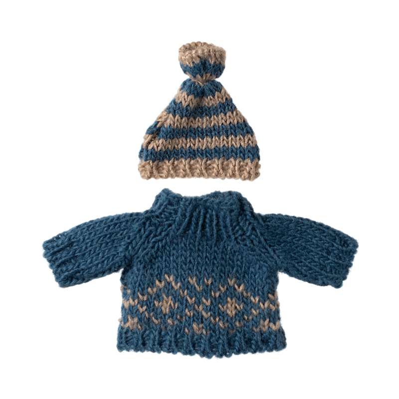 Maileg Knitted Sweater and Hat - Mouse - Color 