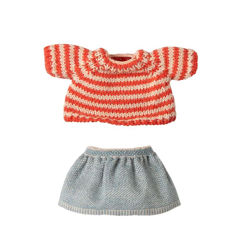 Maileg Knitted Sweater and Skirt - Big Sister Mouse 