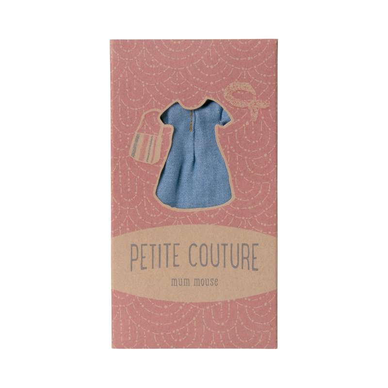 Maileg Denim Dress and Bag - Mother Mouse 