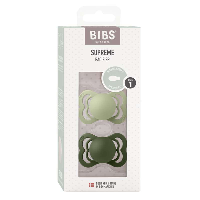 Bibs Supreme Schnuller - 2-Pack - Gr. 1 - Naturkautschuk - Salbei/Jägergrün 