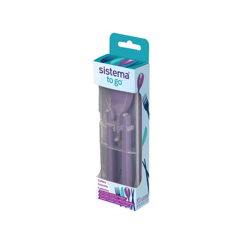 Sistema Madpakketilbehør - To Go Bestiksæt m. Beholder - Misty Purple